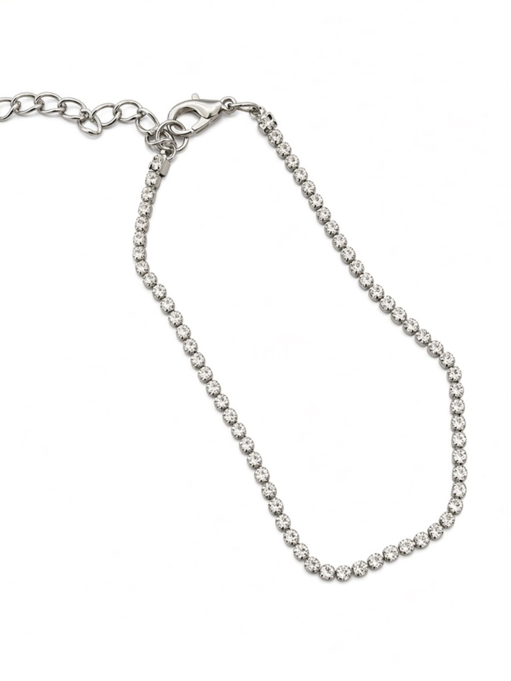 NWT Rhodium-Plated 2mm Crystal Tennis Bracelet